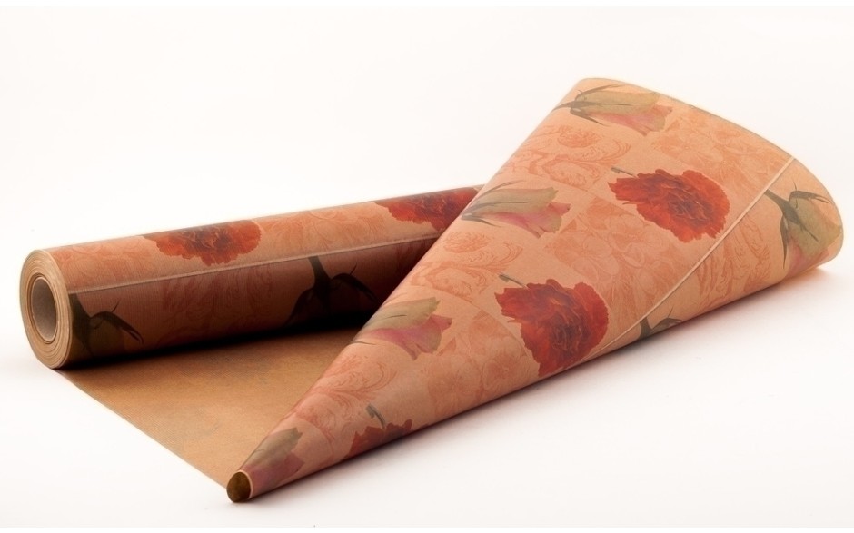 PRINTED PACKING PAPERS Valencia, Brown 40 gr, 75 cm, 3 kg roll